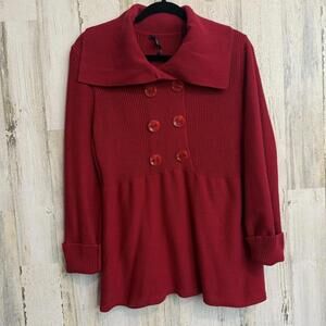 Chadwicks Women's Large Chunky Knit Cardigan Red Long Sleeve Buttoned Fall